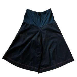 Vintage Sweet Mama Maternity Wide Leg Culottes Black Corduroy Split Skirt Large